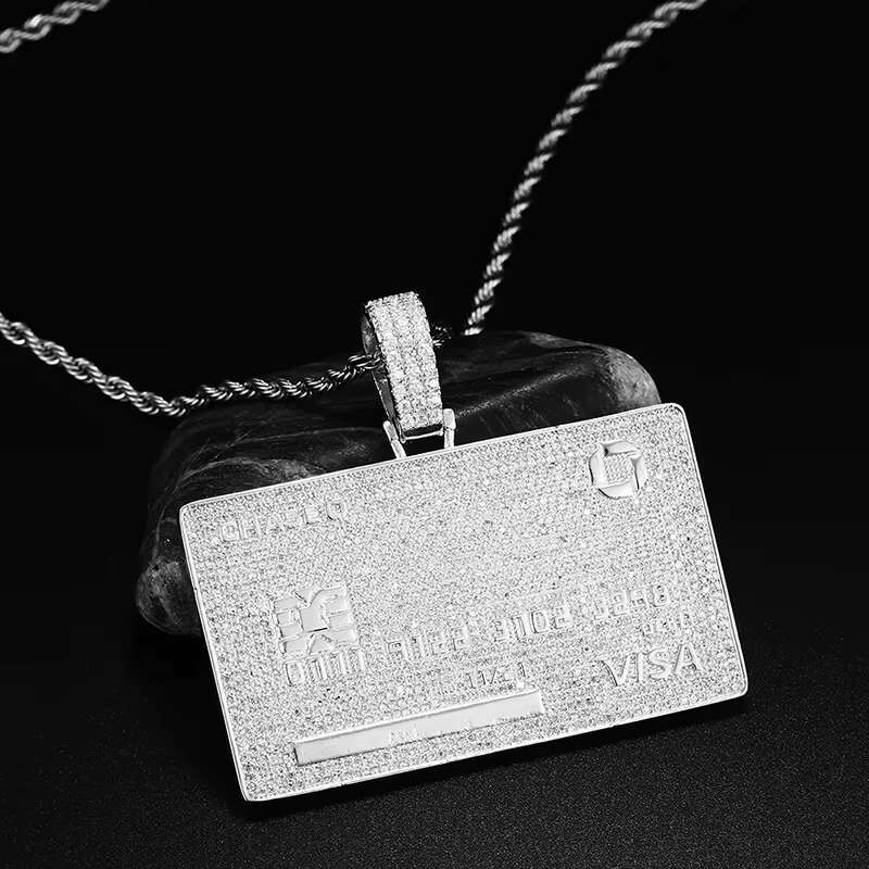 Jewelry Manufacturer Design Hiphop Men Jewelry Iced Out 18k Gold Plated Brass AAAAA CZ Diamond Bank Card Pendant