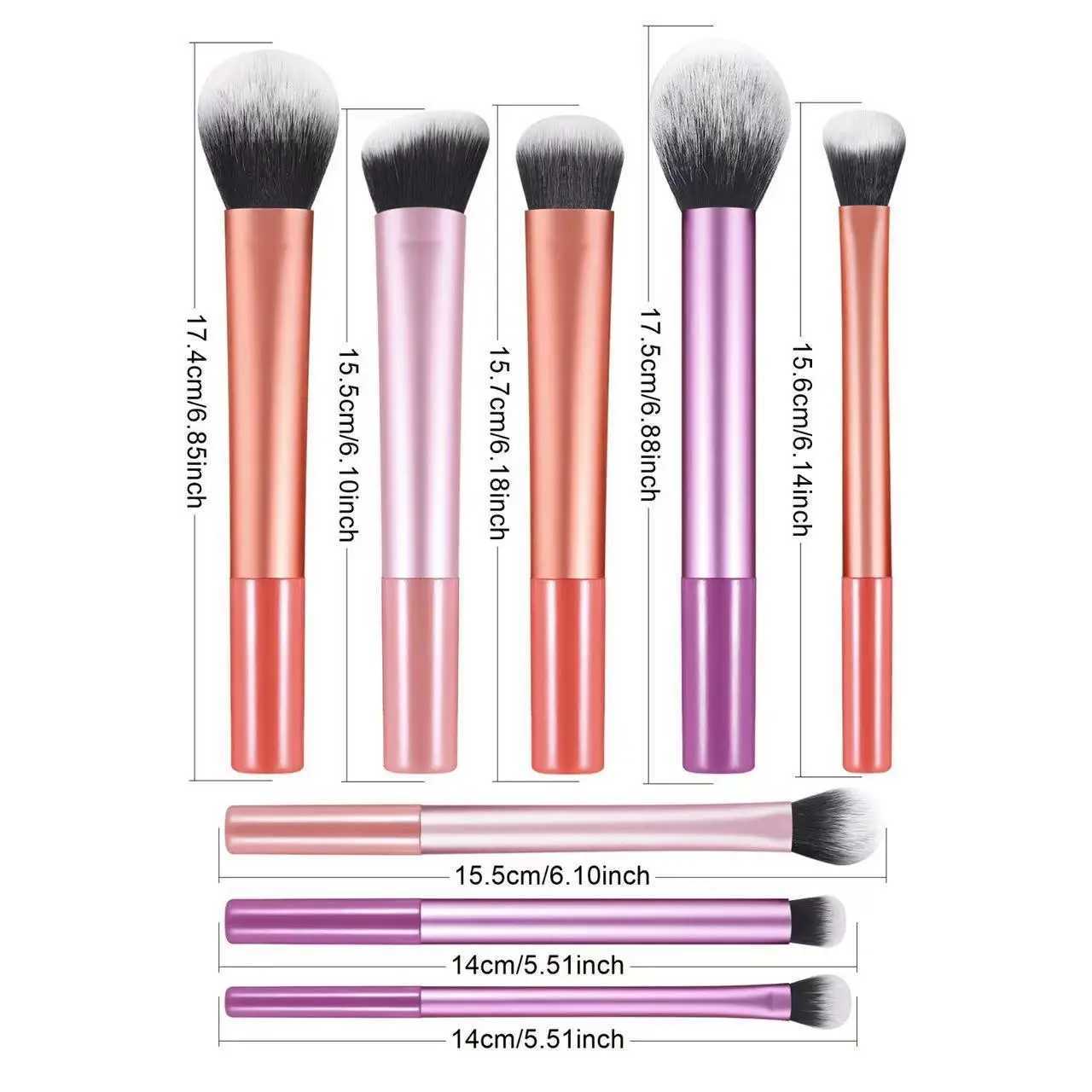 8pcs Pro Easy to Clean Makeup Brush Set - Soft Premium Synthetic Hair Cruelty-Free Foundation Blush Eyeshadow L251110