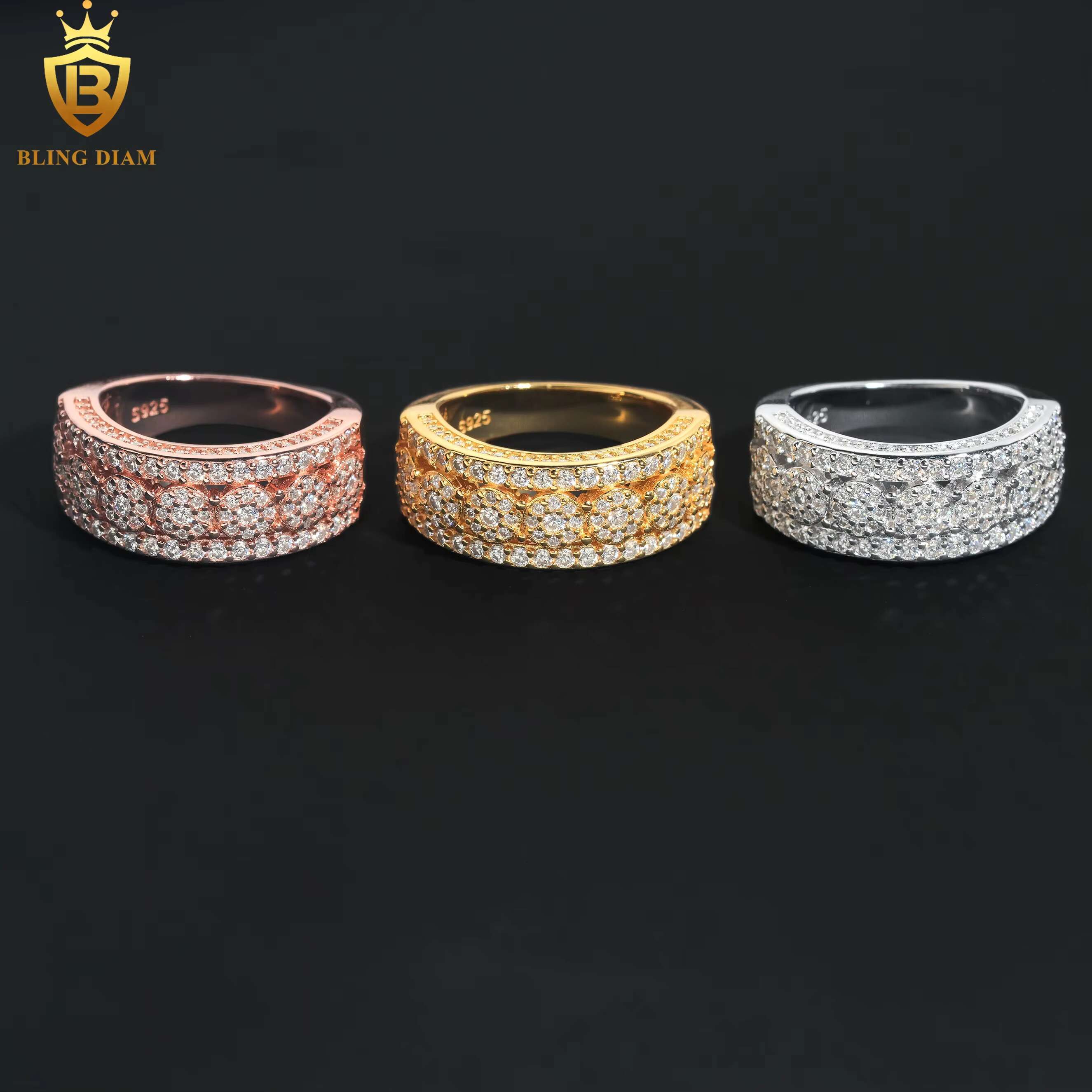 Hip Hop Jewelry 925 Sterling Silver Men Women Rings Vvs Moissanite Iced Out Gra Certificate