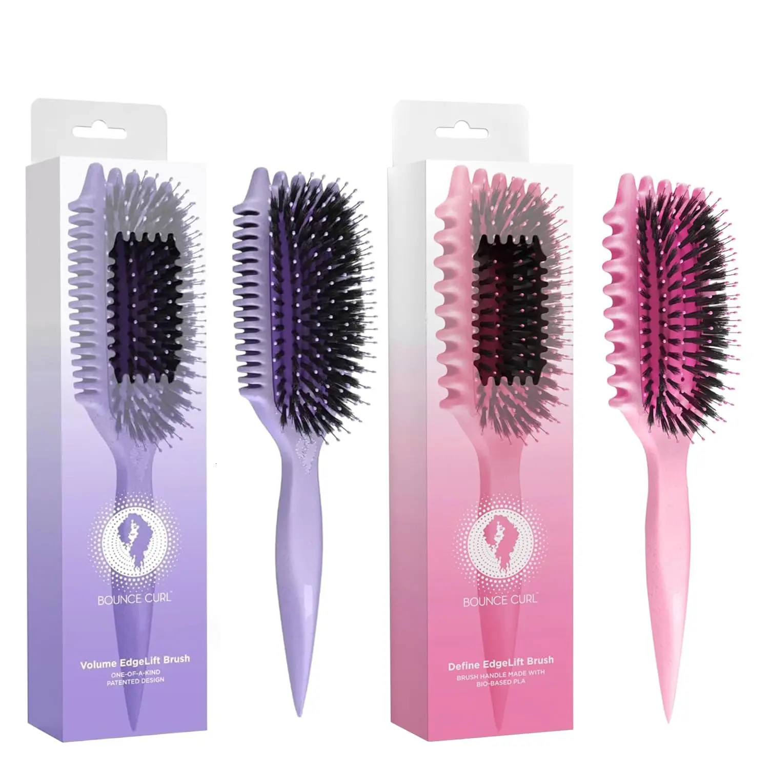 5-in-1 Curl Define Brush - Effortless Curls/Waves/Coils Frizz-Reducing Vegan Bristles Pink Heatless Styling Tool 251107