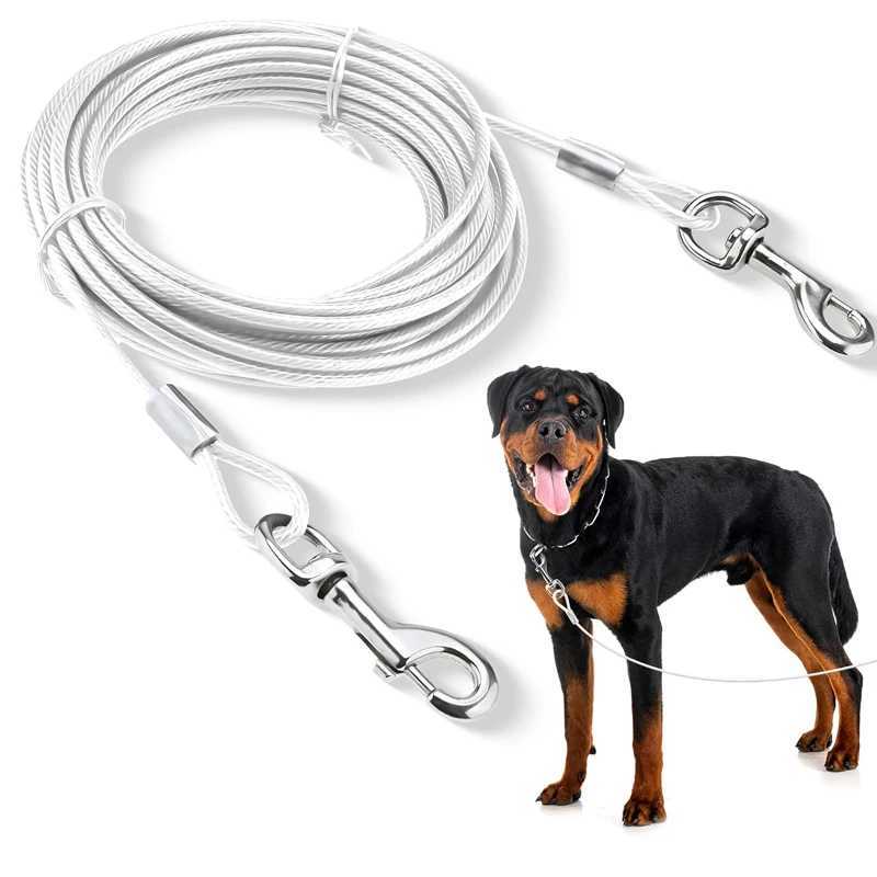 Double-headed Dog Tie Out Cable Leash Raction Rope With Metal Buckle Steel Wire Anti-rust Training Collar Outdoor Dogs Strap J251110