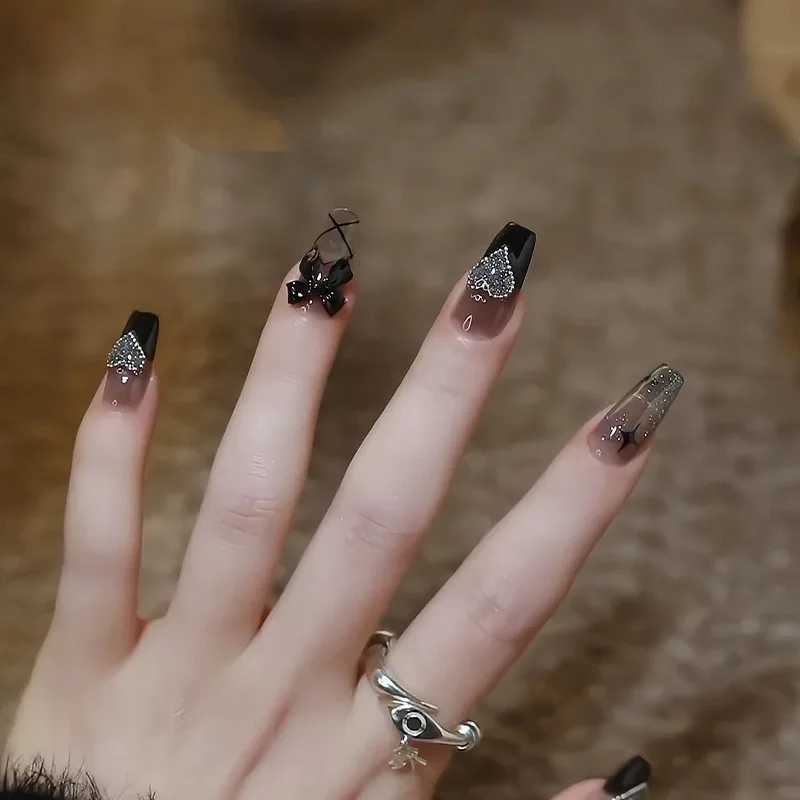 24 pieces/box Hot Girl Wear Wholesale Bow Hot Girl Nail Art Fake Nail W250410