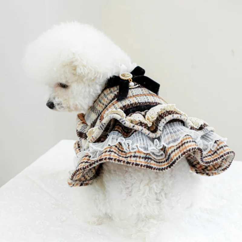 Pet Puppy Clothes For Autumn And Winter New Mirad Woolen Dress Princess Style Dress Suitable For Small And Medium-Sized Dogs J251110