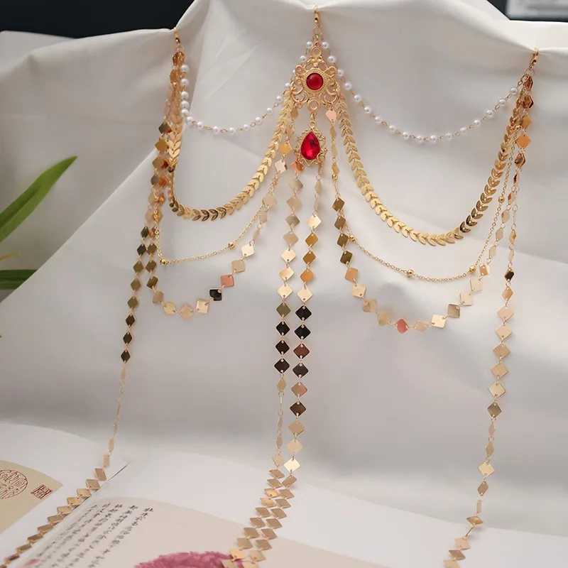 Classic retro Hanfu belt detachable alloy belly waist chain gold and silver long edge waist chain Hanfu accessories X250410