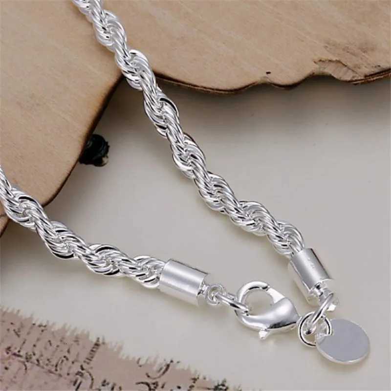 925 Sterling Silver 4MM Twisted Rope Bracelets For Women Men Fashion Minimalist Couple Chain Bracelet Male Unisex Jewelry GiftsT251110