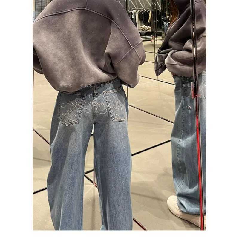Loose Wide Leg Womens Jeans Casual Pants Trousers Vintage Retro Design American Style Chic Distressed Oversized Fashion C251110