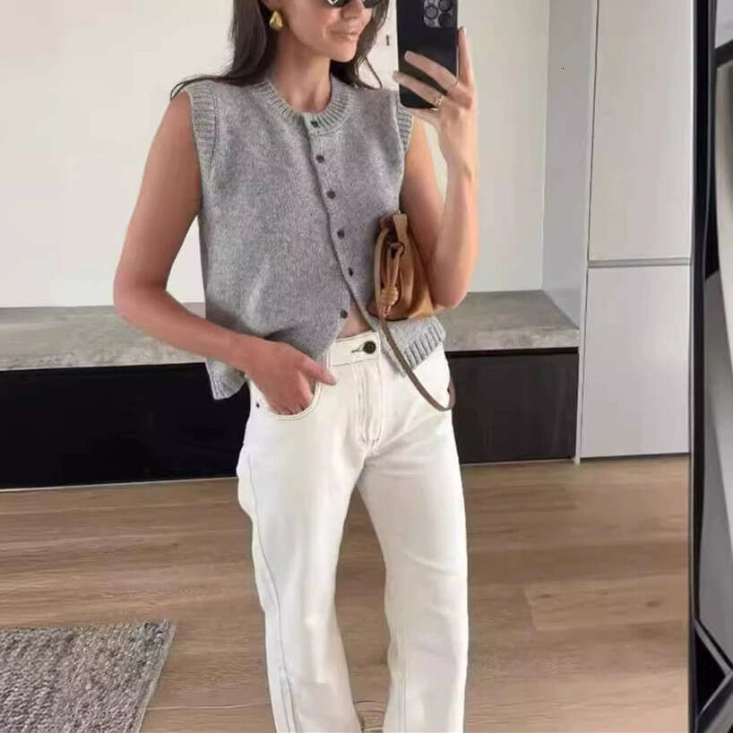 Cross-Border Vest Sweater Women's Casual Melad Style Versatile Single-Breasted Knitted Cardigan Top Women