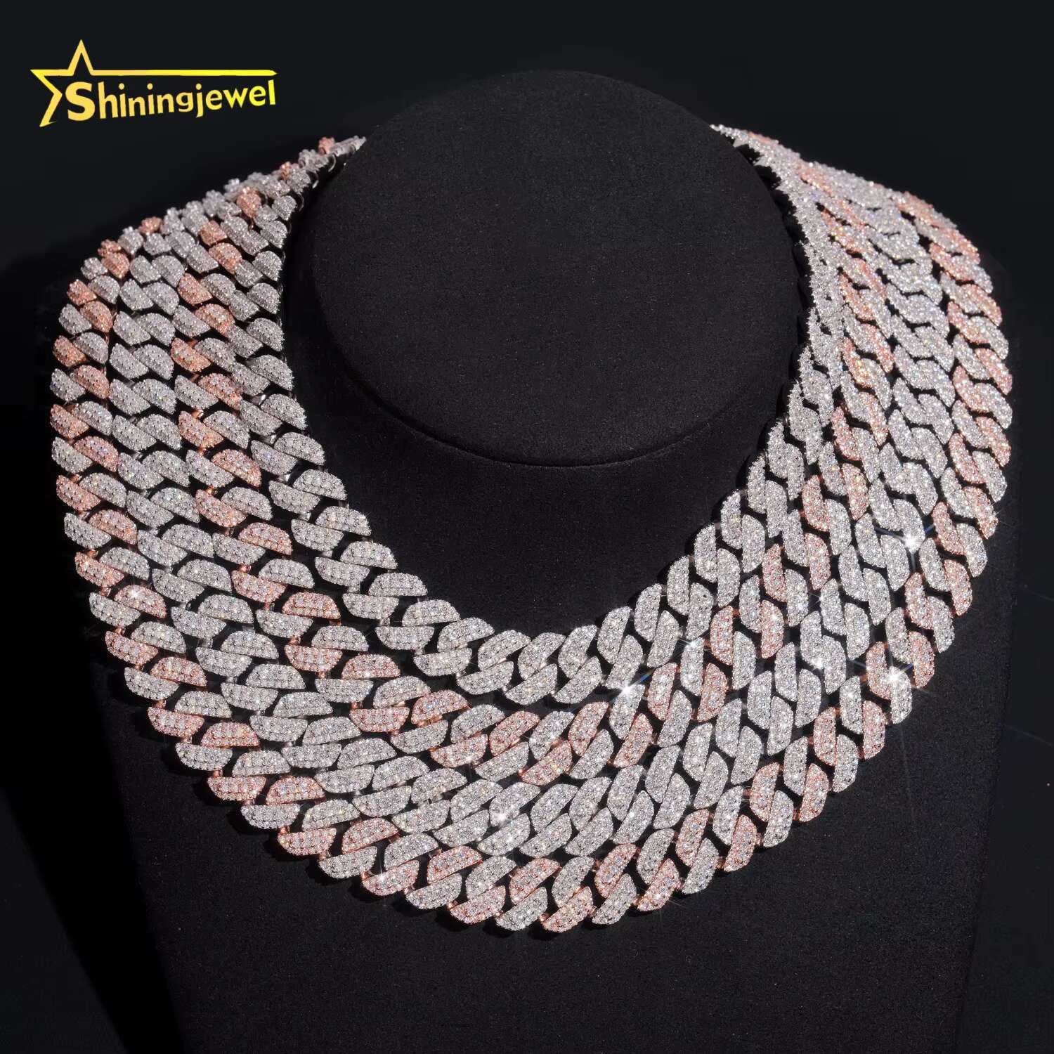 New Stocks 13mm 3 Rows 925 Sterling Silver Hip Hop Jewelry Men Necklace Bracelet Iced Out Moissanite Diamond Cuban Link Chain