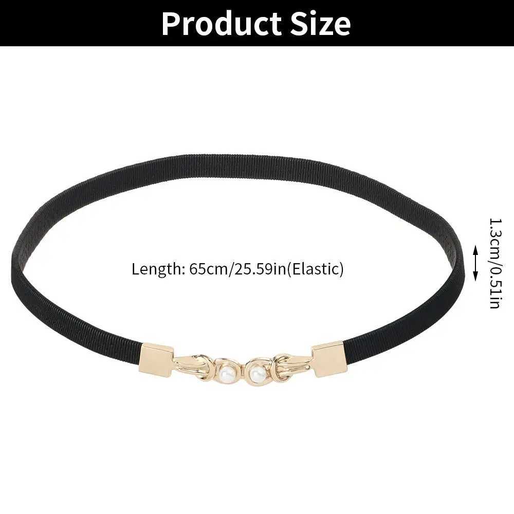 Clothing decoration casual pearl double buckle elastic decorative waistband elastic waistband X250410