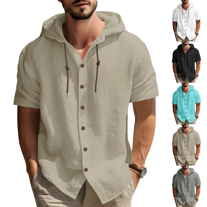 Solid color short sleeved sports T-shirt fashionable and versatile casual and loose hooded top with diverse styles