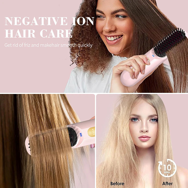 Thermostatic Hair Straightener Comb 3 Levels of Temper Ature Adjustment Quick Heat Straightening Brush 251107