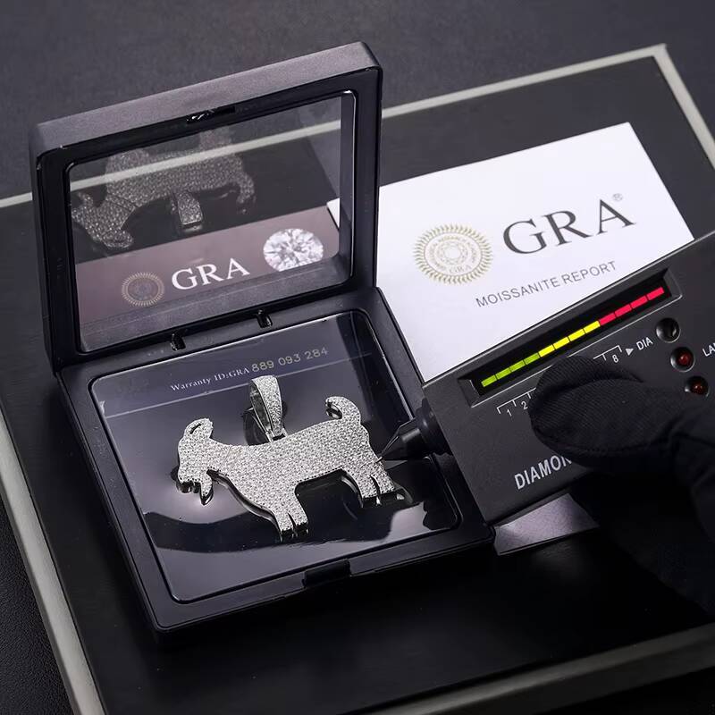 Dropshipping Rappers Jewelry 925 Sterling Silver VVS Moissanite Diamond Iced Out Goat Animal Pendant Necklace