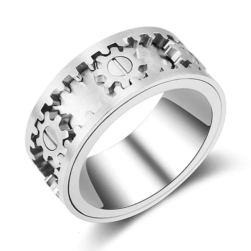 Gear Ring Rotatable Ring Male And Female Couple Rotating Wheel Starry Sky Trendy Rose Couple Rings 251110