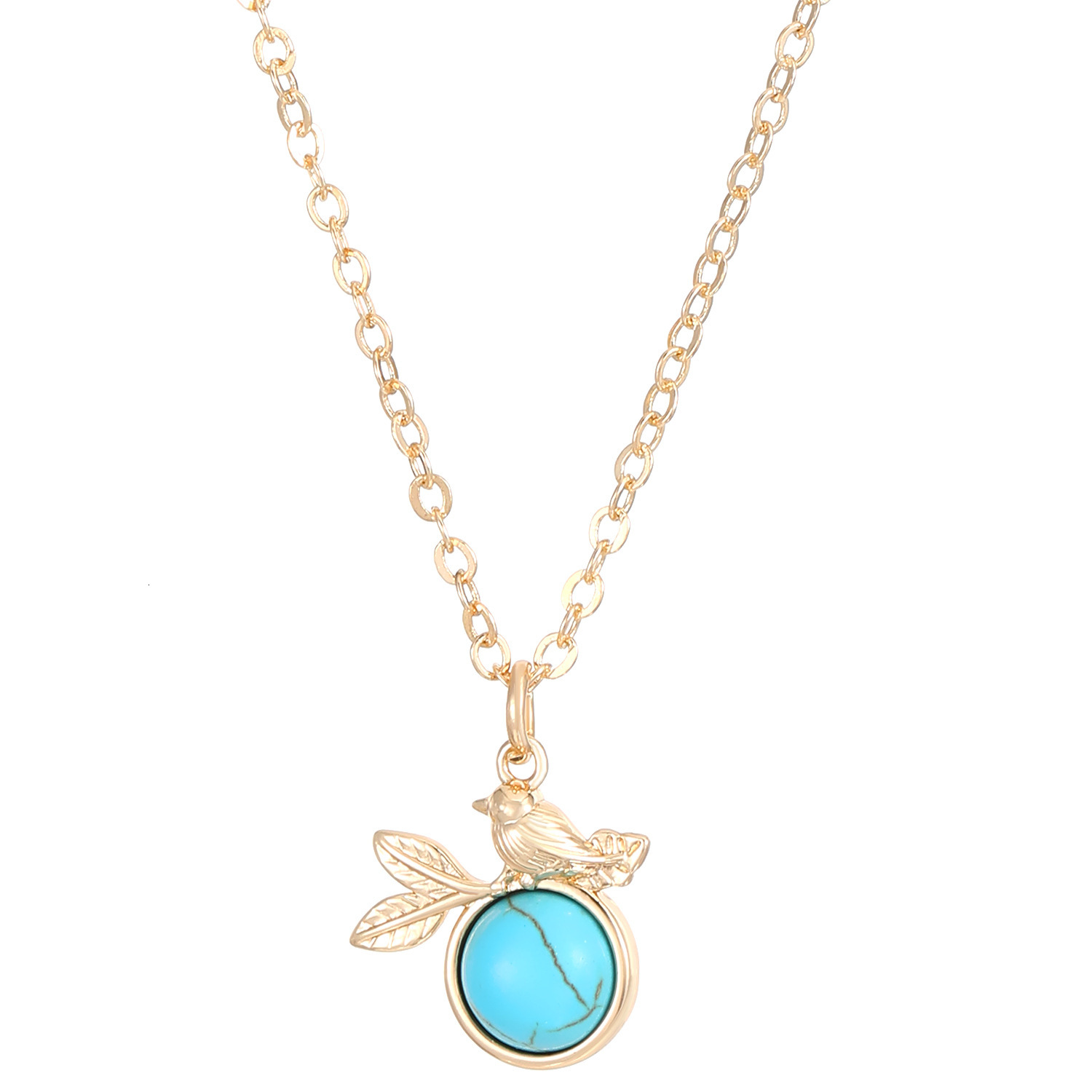 Ins Style Personality Simple Turquoise Bird Pendant Necklace for Women Fashion Niche High-end Clavicle Chain