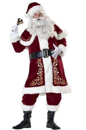Long Sleeve Christmas Thickened Santa Claus Adult Couple Outfit Party Performance Costume