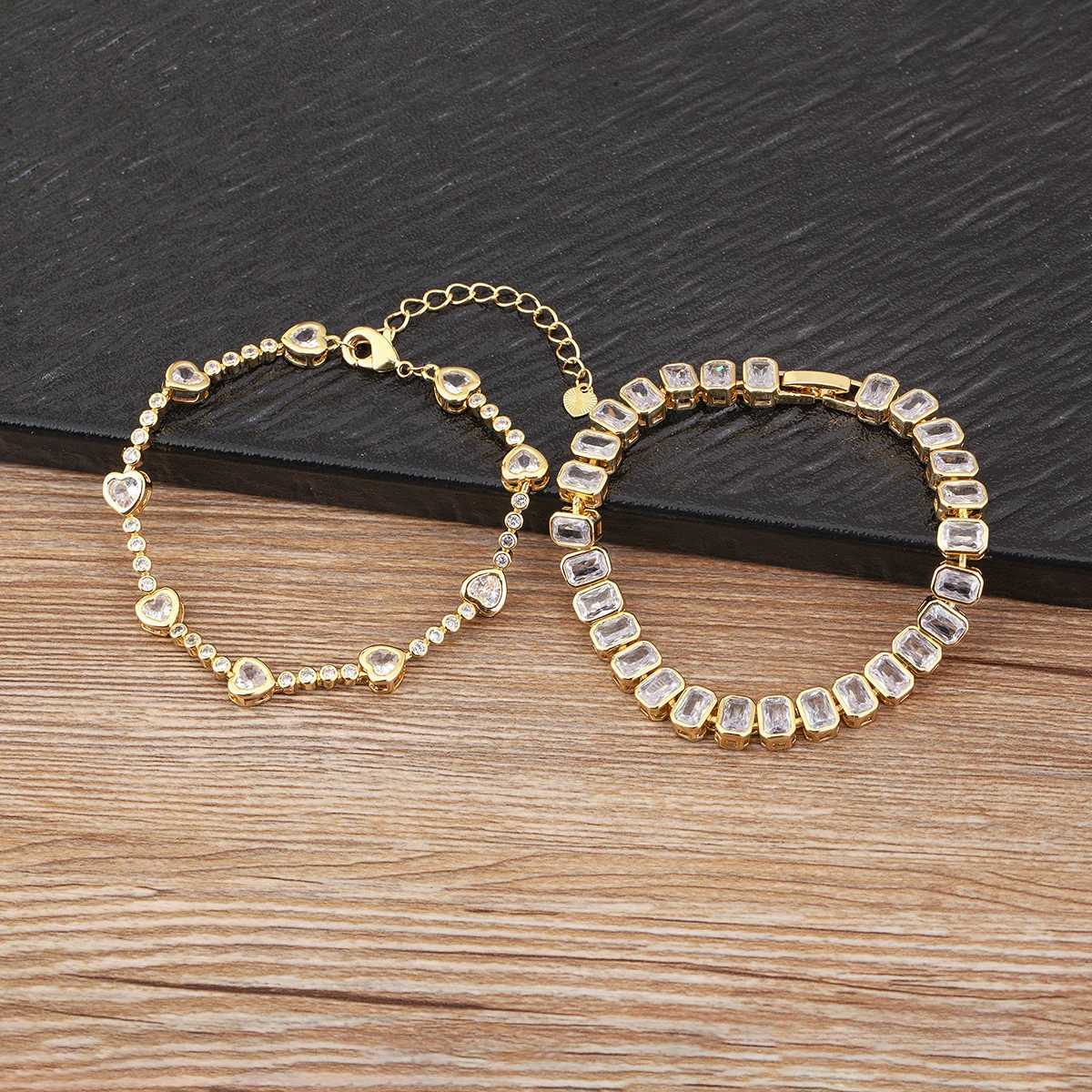 Nidin New Trendy Heart/Rectangular Shape Cubic Zirconia Charm Bracelets For Women Fashion Female OL Style Jewelry Birthday GiftsT251110