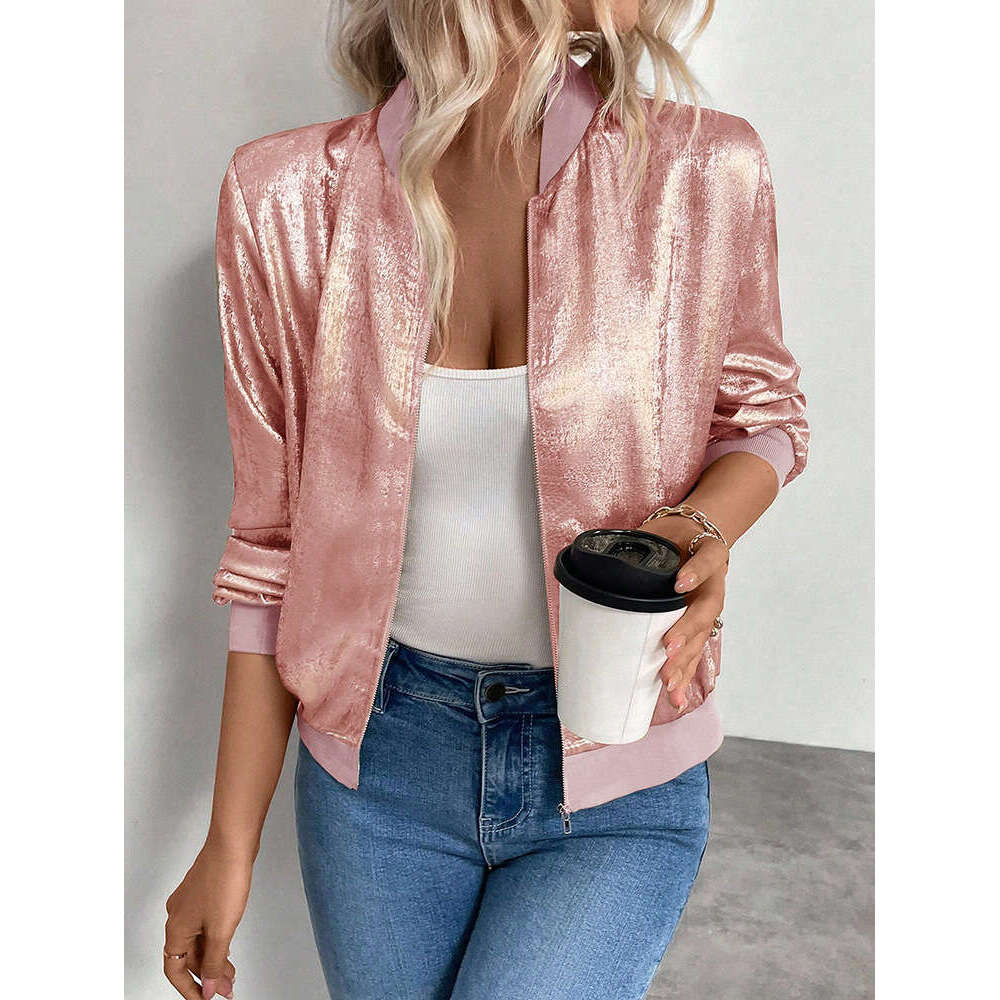 2025 Spring and Autumn New Solid Color Patchwork Thin Fashion Slim Fit Casual Jacket Top