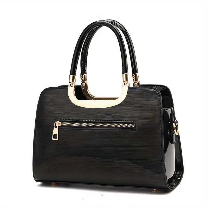 PU Leather Glossy Fashion Handbag Zipper Closure Adjustable Shoulder Strap Womens Shoulder Bag Ladies Crossbody Bag K251110