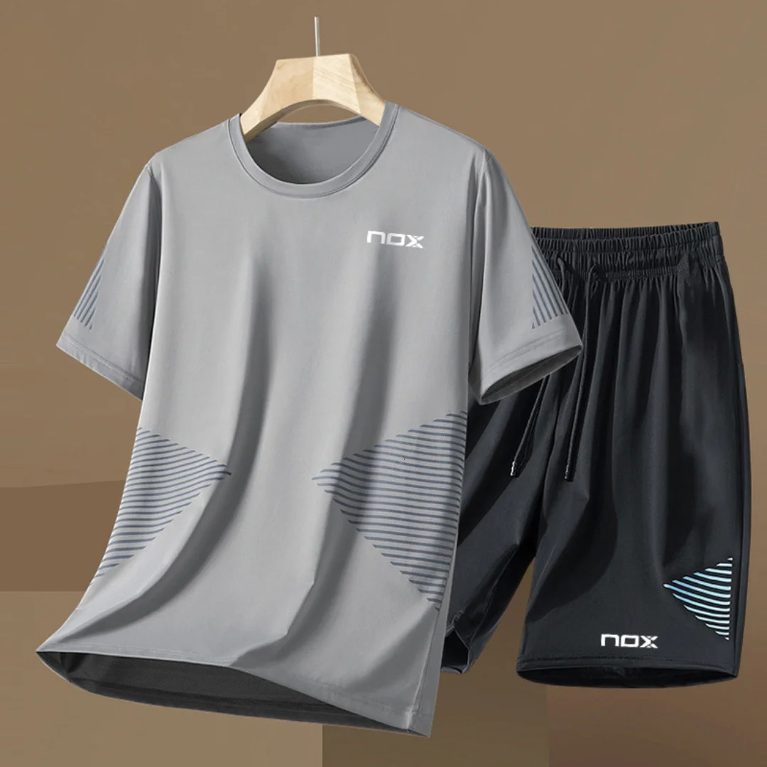 3D printed mens short sleeved suit fitness tennis sportswear round neck short sleeved T-shirt shorts mens clothing 250410