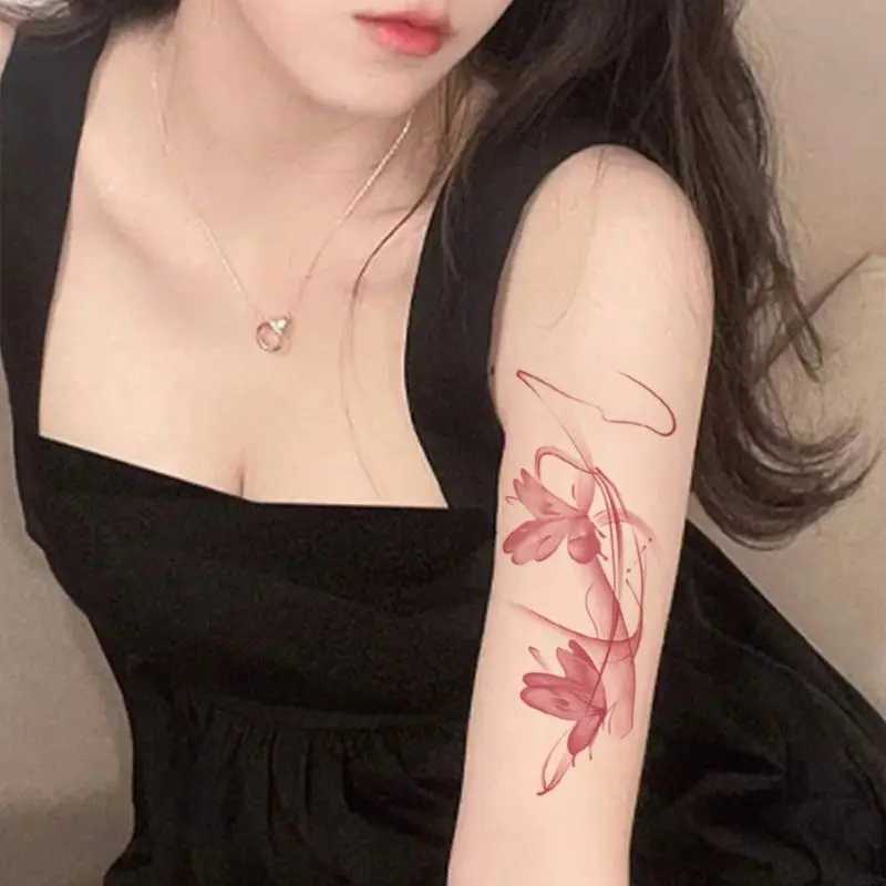 Y2K Pink Butterfly Temporary Tattoo Female Arm Romantic Cherry Blossom Waterproof Tattoo Stickers Art Persistent Sexy Fake Tattoo W250410