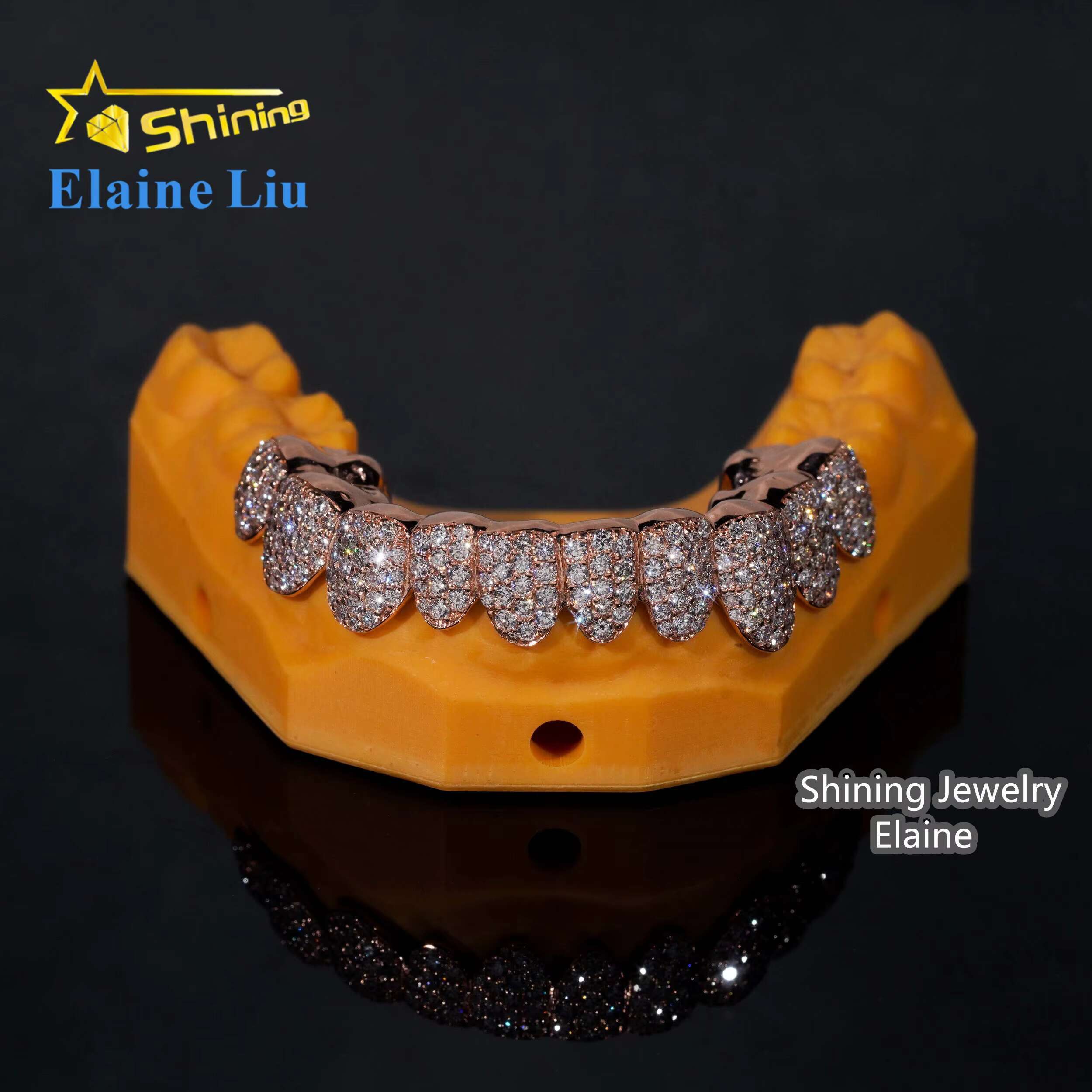 Custom Silver 10k 14k 18k Real Gold Grillz Lab Grown Diamond HPHT Vvs Moissanite Natural Diamond Hip Hop Iced Out Grillz