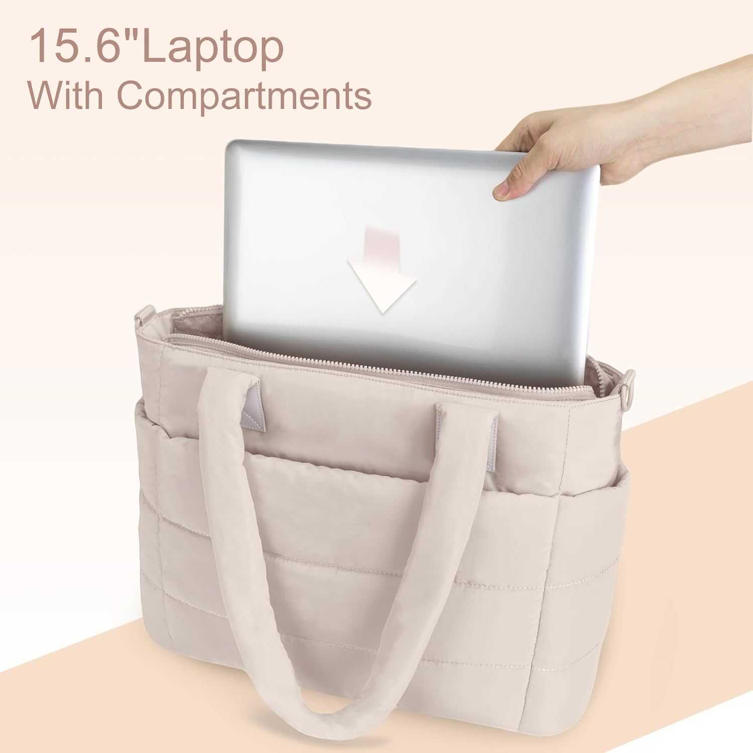 Womens Tote Bag Puffer Large Quilted Nurse with Zipper Suitable for Work and Travel