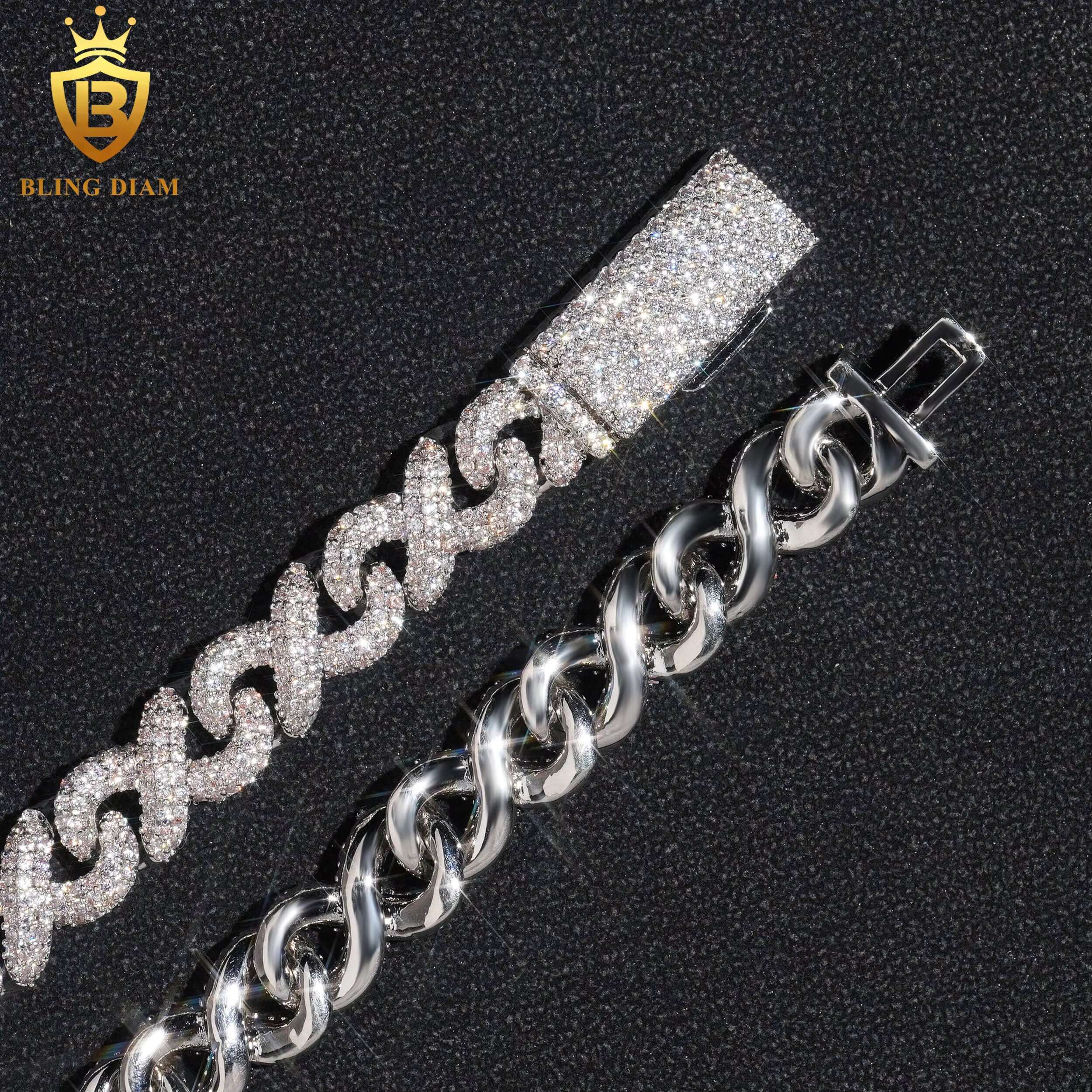 8mm Hip Hop Jewelry Cuban Link Chain 925 Sterling Silver Moissanite Iced Out Necklace for Men High Quality