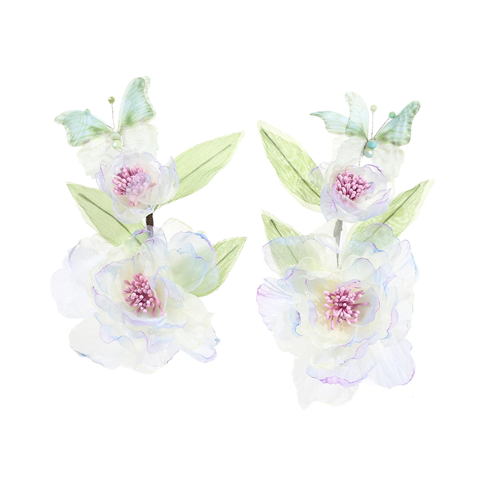 2 cute hair clips silk flower hair clips Chinese Hanfu hair accessories handmade vintage pearl bucket girl hair accessories 250409