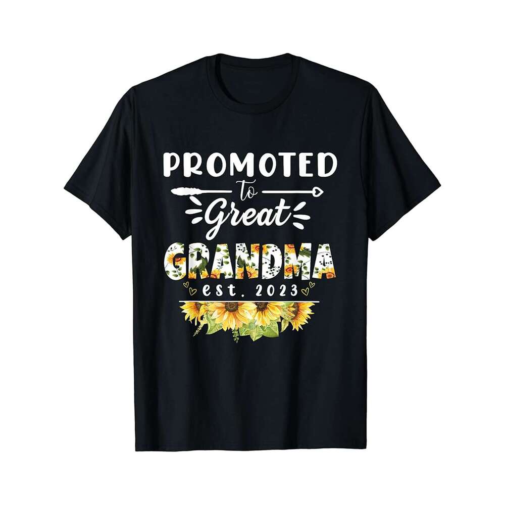 Designer T shirt Promoted to Great Grandma Est 2023 Floral First Time Grandma - 220g T shits