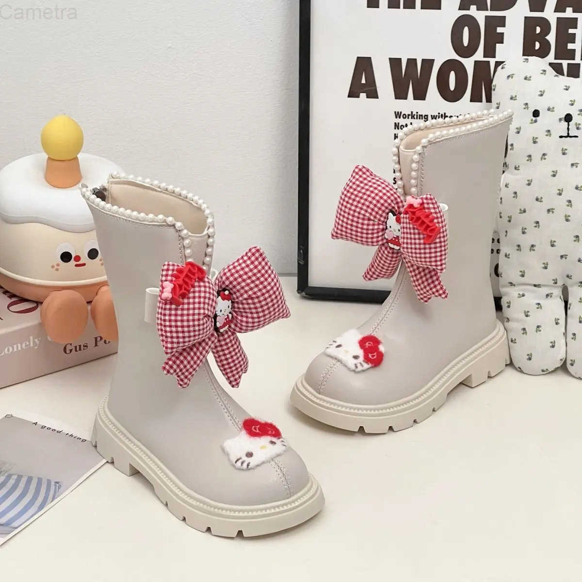 Sanrio Kawaii Hello Kitty Children Lovely Cartoon Boots Student Thermal Plus Velvet Ankle Boots Shoes Cotton Shoes Gift for Kids H251110