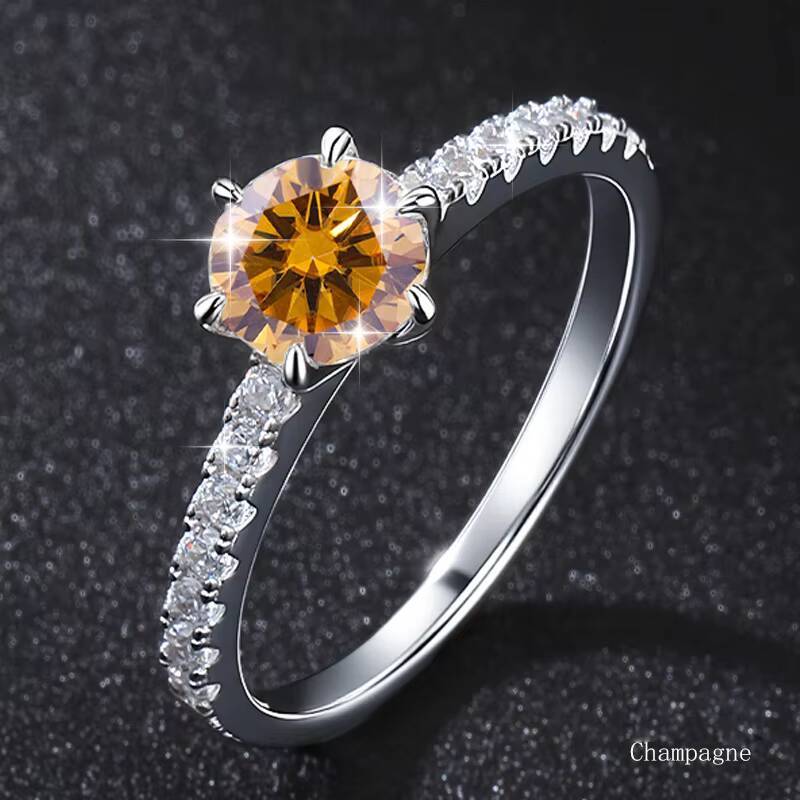 1ct Moissanite Vintage Silver Ring Classic S925 Sterling Jewelry for Wedding Anniversary Party Valentines Day Gift