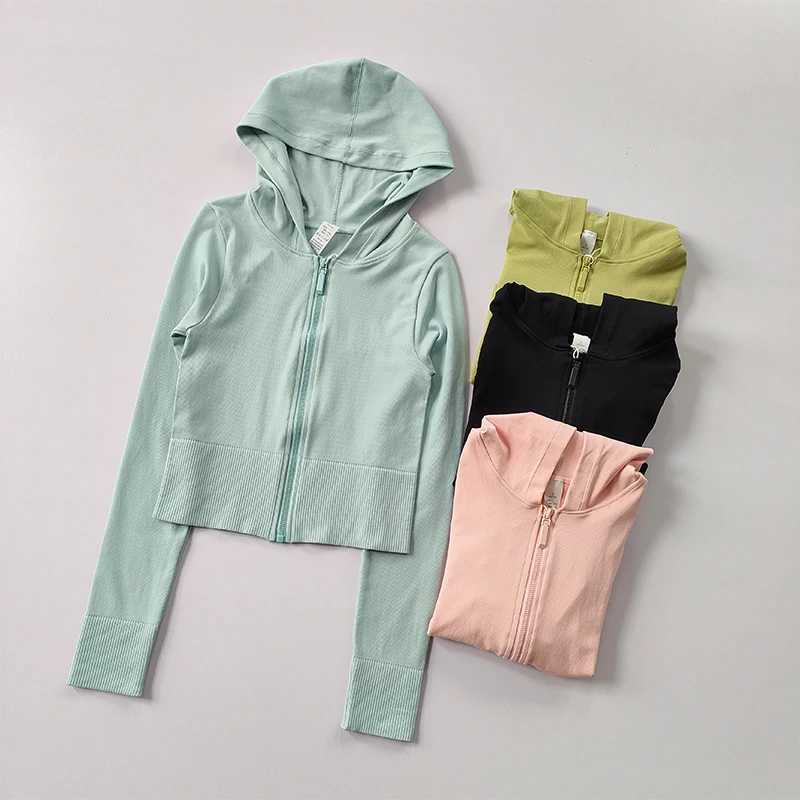 Hood Zipper Tight Sports Jacket Womens Ultra Thin Quick Training Fitness Long Sleeve Clothing Autumn/Winter Yoga Jacket TopXJ250410
