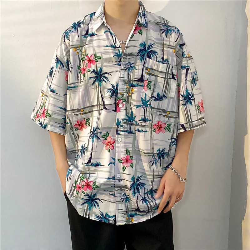 3D printed Hawaiian shirt mens short sleeved tropical Tiki style casual loose beach shirt summer floral Aloha shirt mens X250410