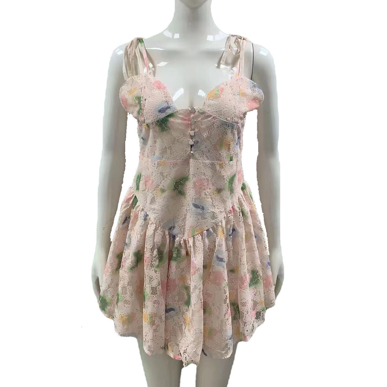 Women's 2025 New Sexy Lace Waist Strap Pure Desire Short Large Swing A-line Dress