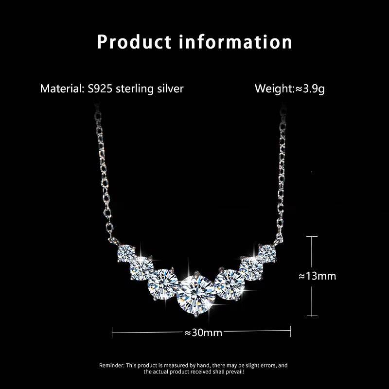 Luxury S925 Sterling Silver Vvs D Color 28CT Full Moissanite Smile Pendant Necklace for Women Wedding Jewelry
