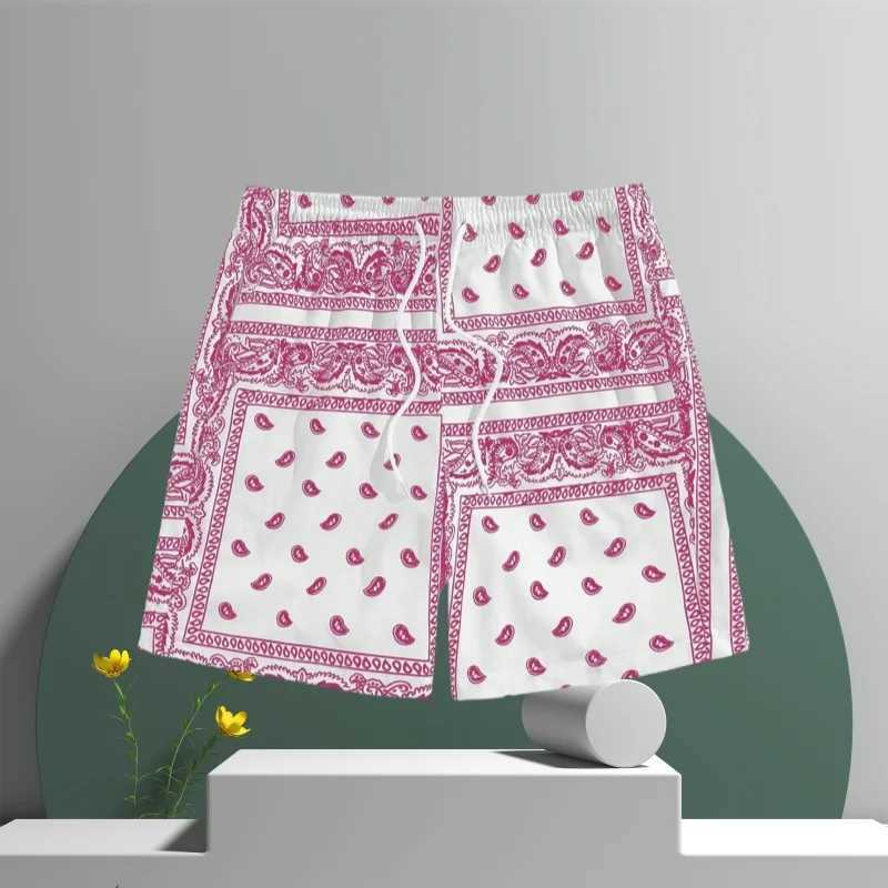 3D printed Hawaiian womens oversized sports shorts summer casual stretch waist shorts outdoor mens running sports shorts X2504101