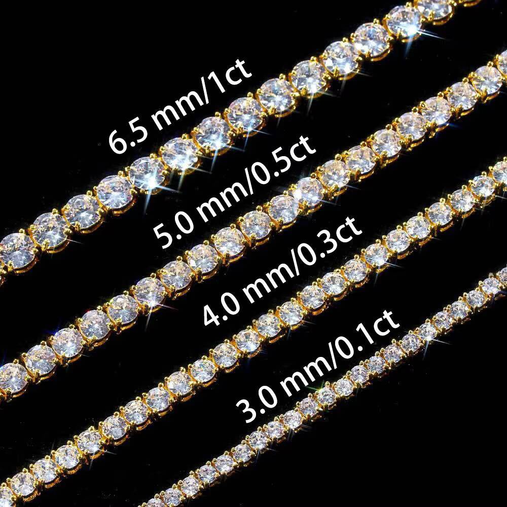 New Arrival Moissanite 3mm S925 Tennis Chain White Gold Necklace F Men Women Fine Jewelry With Full Moissanite Necklace