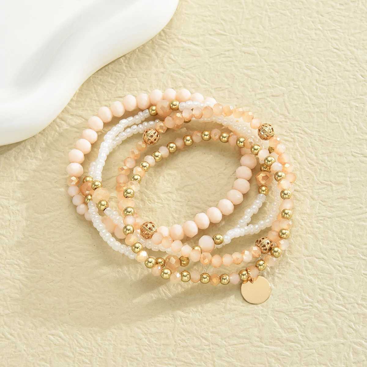 5pcs Bohemian Rice Beads Disc Bracelets for Women Simple Delicate Stacked Beaded Bracelet Fashion Jewelry Summer Beach DateT251110