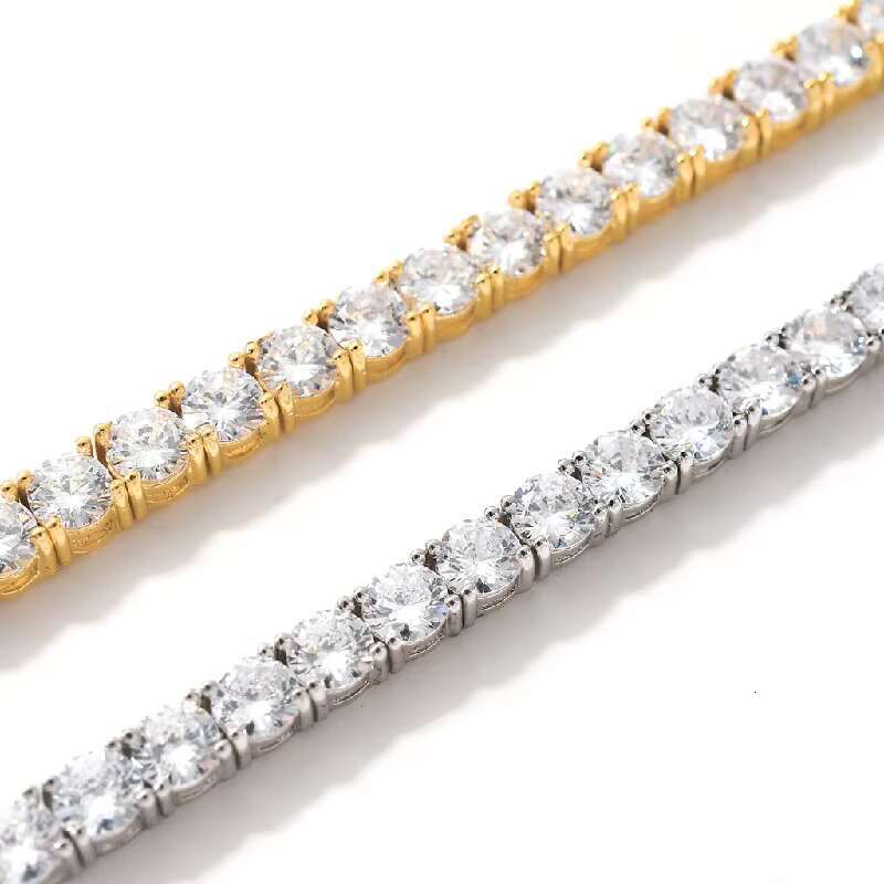 3mm Tennis Chain Necklace White 925 Sterling Silver Jewelry 14k Gold 18k Gold Plated Tennis Moissanite Diamond Chains