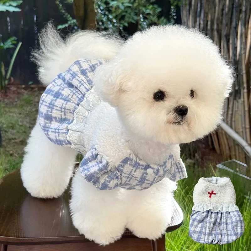 Lambswool Dog Clothes Thickened Teddy Pumpkin Skirt Pet Warmth Pullover Female Dog Winter Dress Dog Products J251110