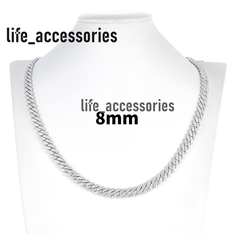 Gra Certificated Moissanite Cuban Chain 8mm 10mm 14mmm 2 Rows Hip Hop 925 Sterling Silver Vvs Moissanite Cuban Link Chain