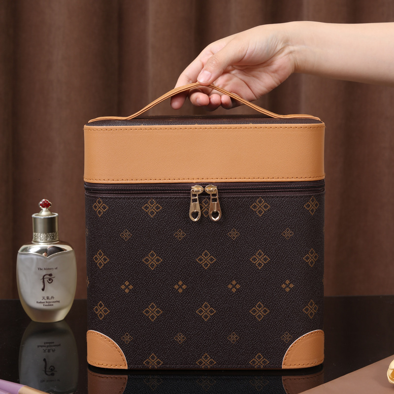 Luxury Design Storage Box With Mirror PVC Multi-layer Large Capacity Cosmetic Bag for Women