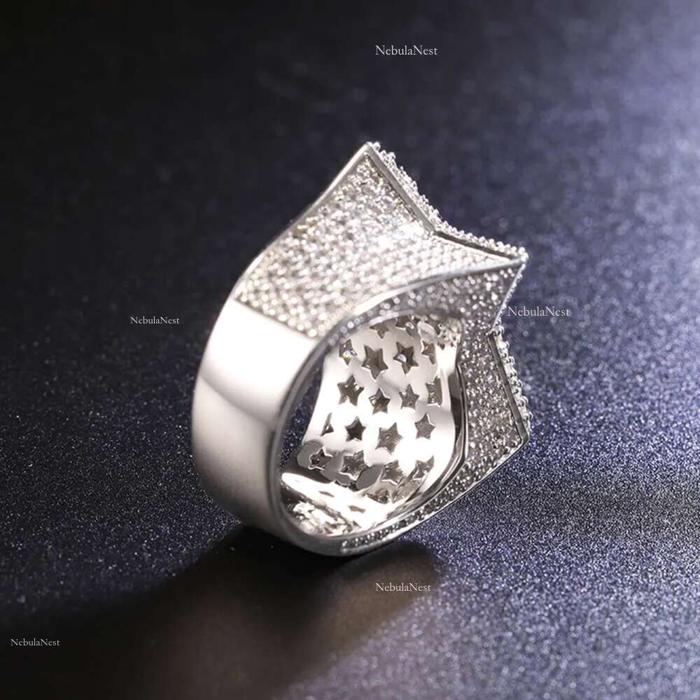 Custom with GRA Certified Certificate Sterg Sier Iced Out Hip hop Star VVS Moissanite Cuban k Ring Mens