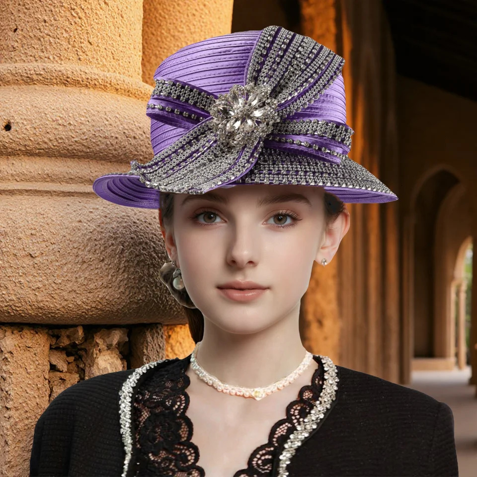 Unique Deluxe Satin Cloth White Church Hat Elegant Pography Top Hat Female Cocktail Fascinator Bowler Formal Hat for Women 250409