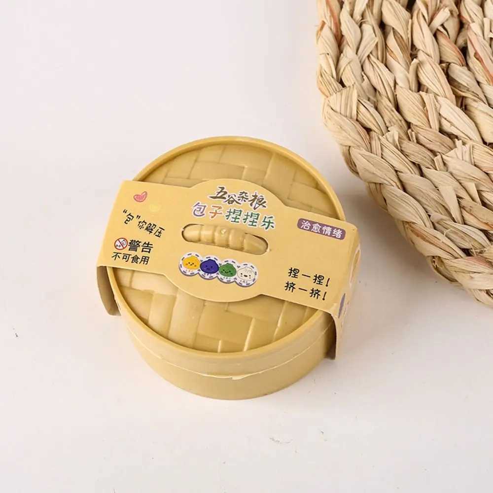 New Arrival Dumpling Stress Balls Fidget Sensory Toy Squeezing Dough Balls Stress Relieving Hands Toy Bread Straps Food Steam Stretching Table T250410