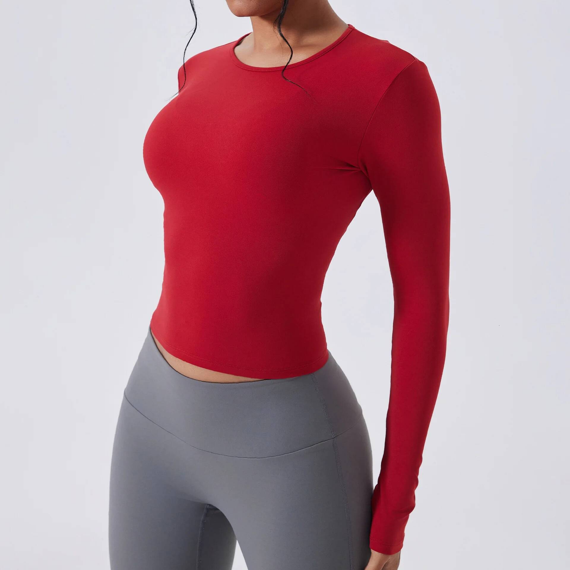Women's Leisure sports Long sleeved Waist Slimming Breathable Yoga T-shirt Running Training Fitness Top Quick Dry Gym Sport Wear