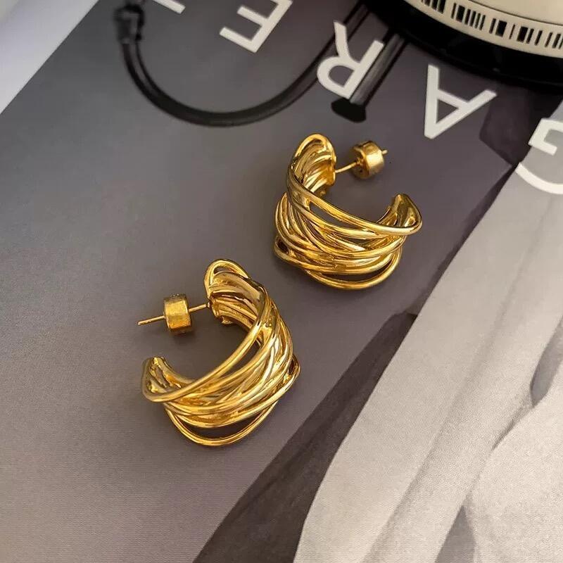 Chunky Gold/Sier For Women Trendy Knot K Geometry Drop Dangle Statement Stud Earrings Fashion Jewelry Gift TY
