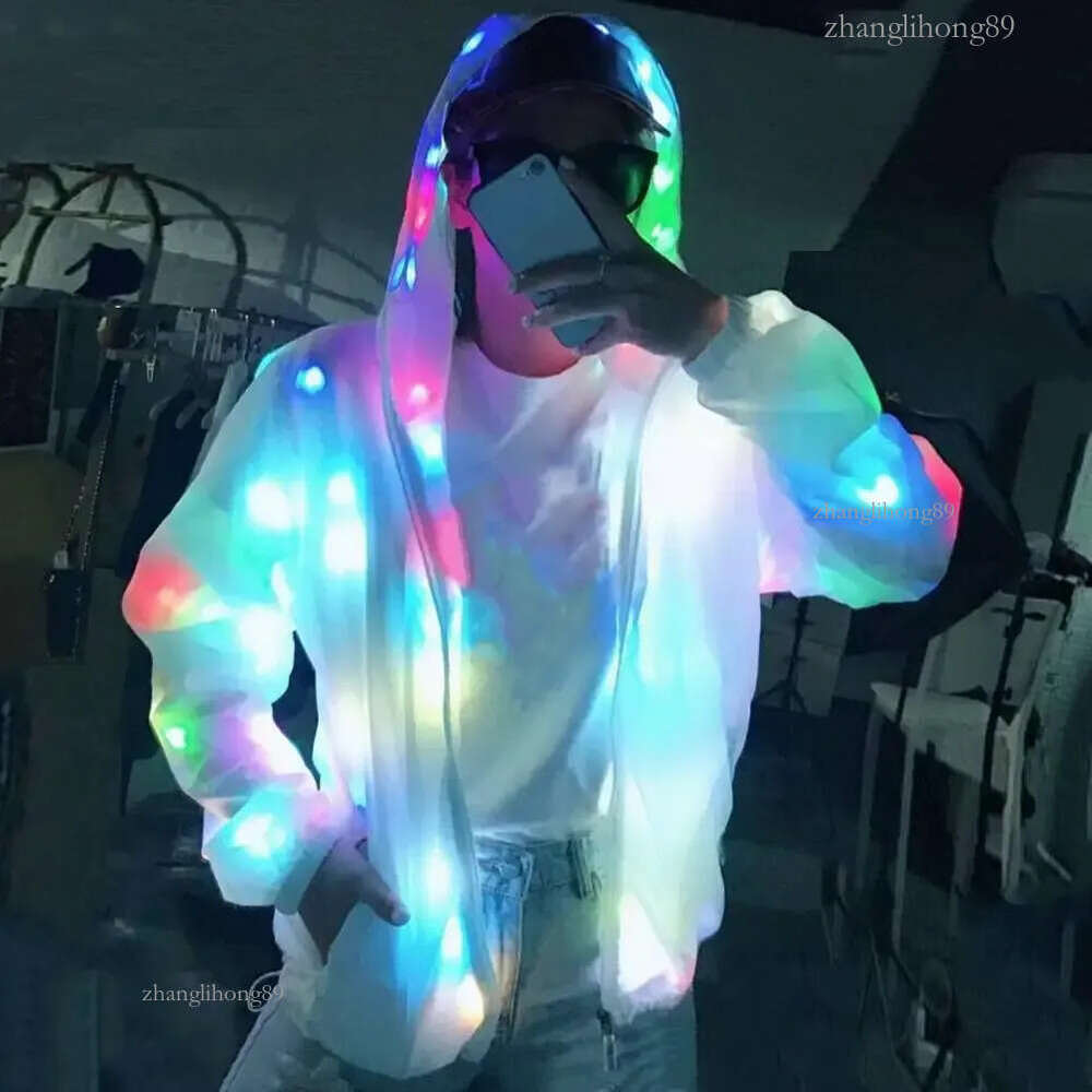 Colorful Light Led Glowing Jacket Light-up Nightclub Bar Party Jacket LED Luminous Hip Hop Stage Performance Jacket Dance