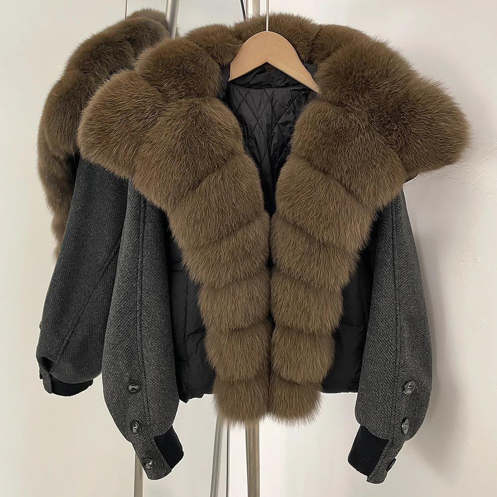 OFTBUY Fur Jacket Warm Women Thick Real Fox Collar Autumn Winter Duck Down Coat Natural Big Puffer Female 251110