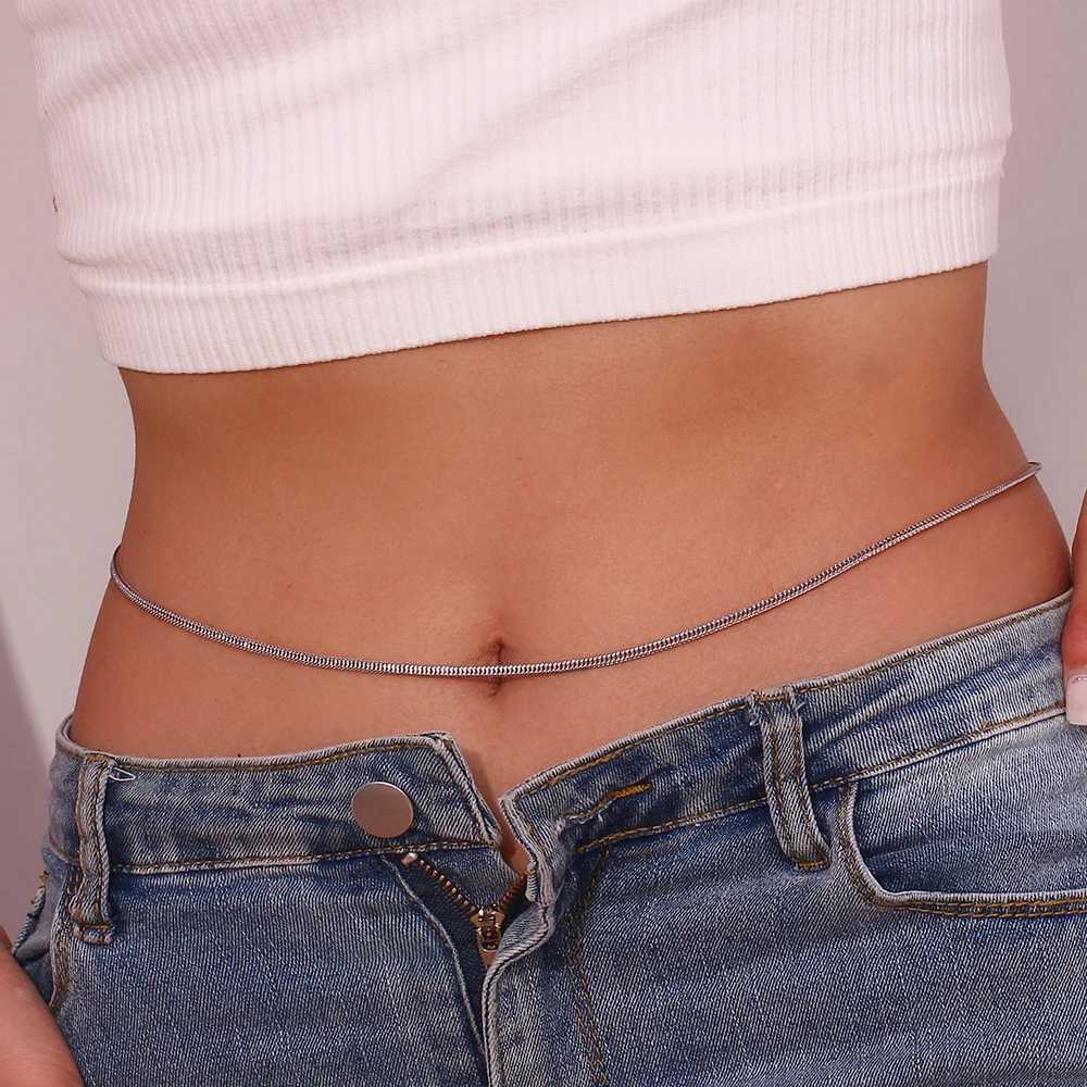 Street Style Summer Beach Jewelry Gold Plated Silver Stainless Steel Tar Jewelry Fem Waist Chain Body Chain X250410